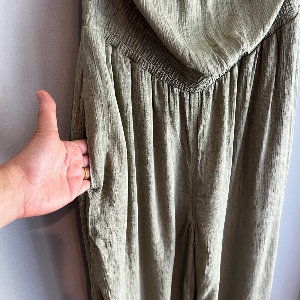 prAna Womens Fernie Wide Leg Coverup Jumpsuit in Sweet Agave Green - Picture 4 of 6